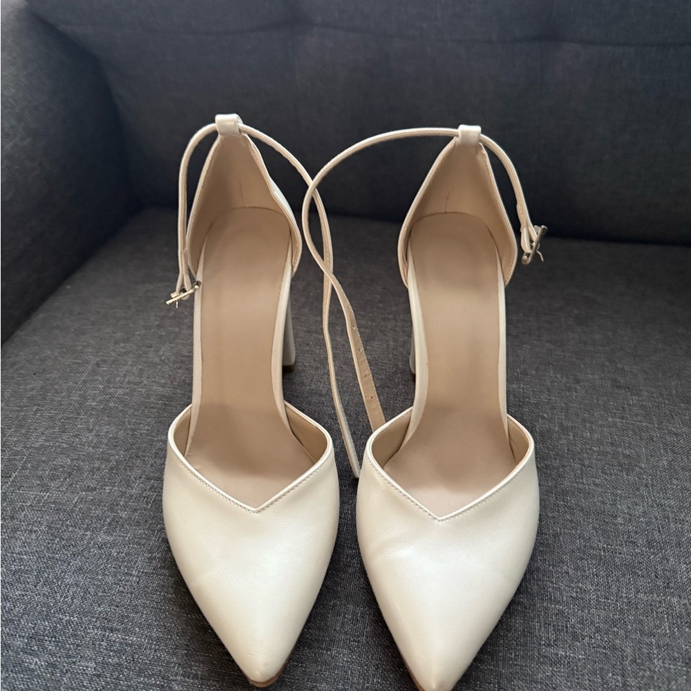 Ivory Bridal Block Heel size US 8, 3.1 inch